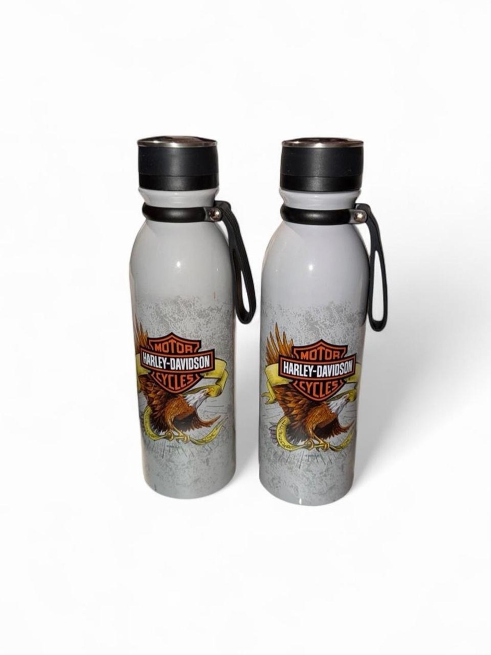 Harley Davidson Motor Cycles Eagle Water Bottles Set of 2 Matching Pair